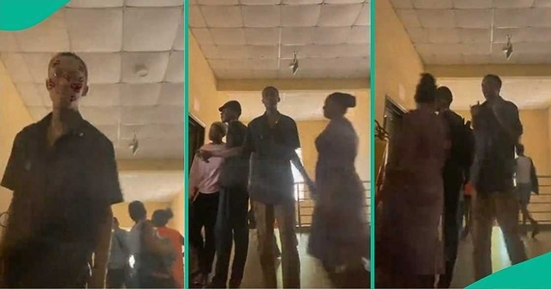 Video shows moment Nigerian boy pushed female lecturer thinking she was a student