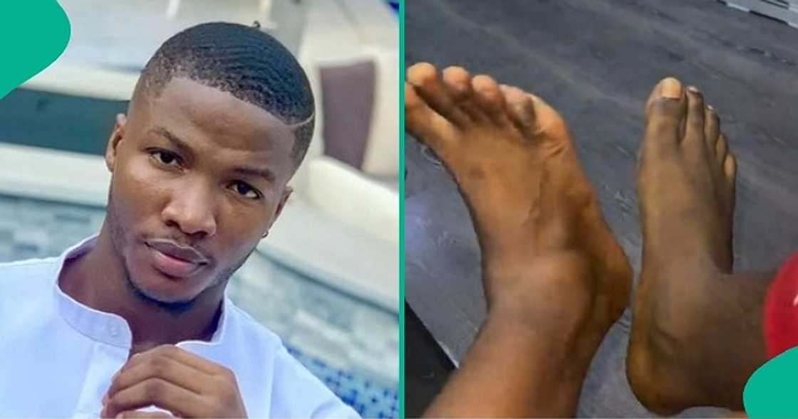 Nigerian man shares his feelings after seeing size of lady's feet in viral TikTok video.