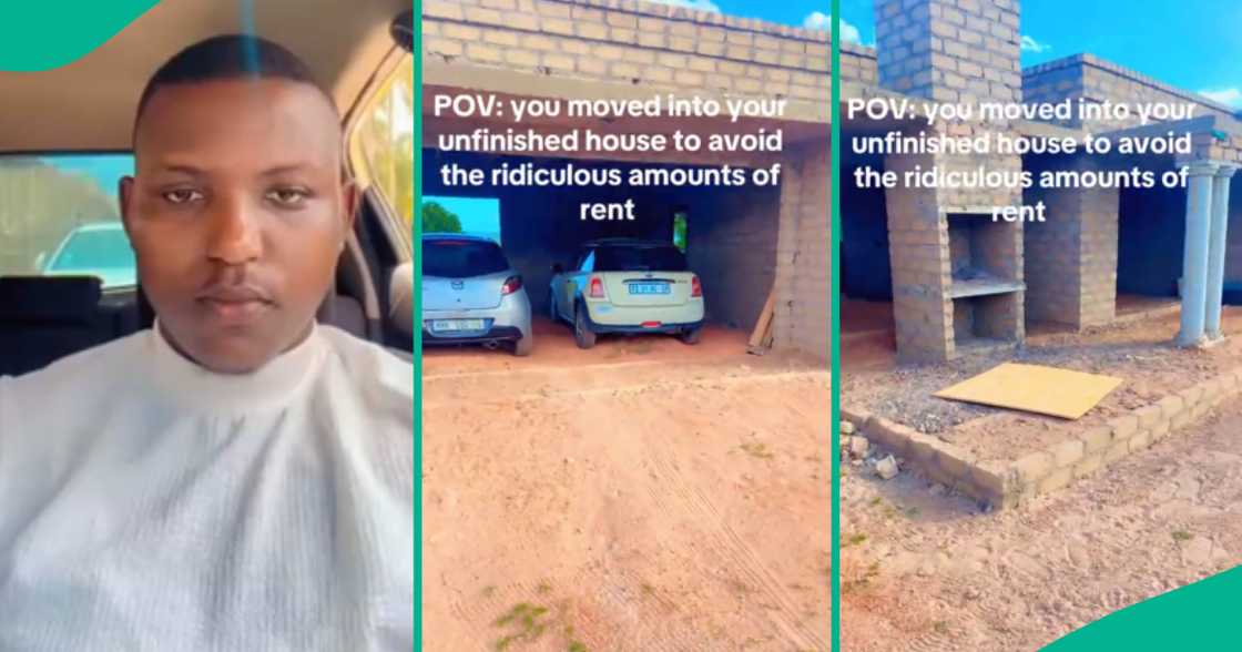 Man generates buzz as he parks into his uncompleted house with his cars