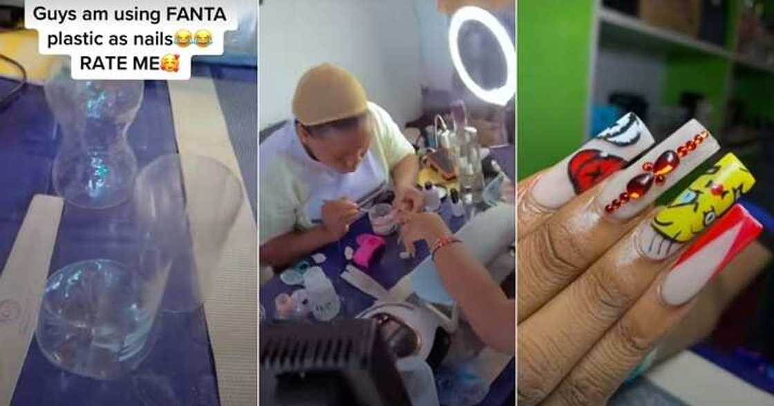 Lady makes artificial nails Lady makes artificial nails