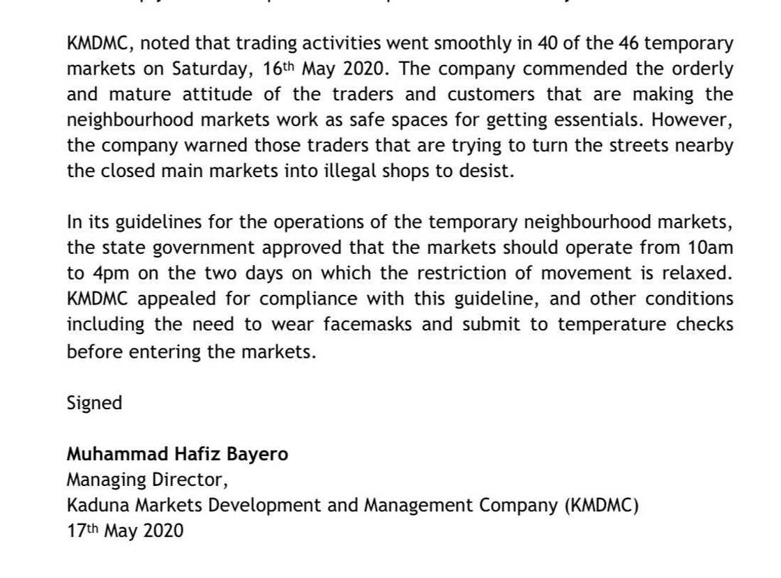 Gwamnatin Kaduna ta yi sauyi a ranakun sassauta dokar kulle Gwamnatin Kaduna ta yi sauyi a ranakun sassauta dokar kulle