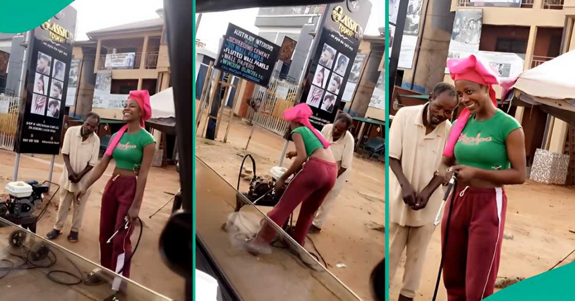 Pretty Young Lady Assists Her Father Who is a Roadside Vulcanizer, Many Hail Her