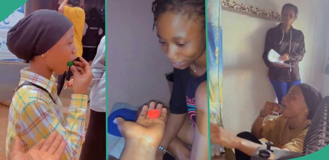 Lady shows how her friend chews bottle covers all the time Lady shows how her friend chews bottle covers all the time