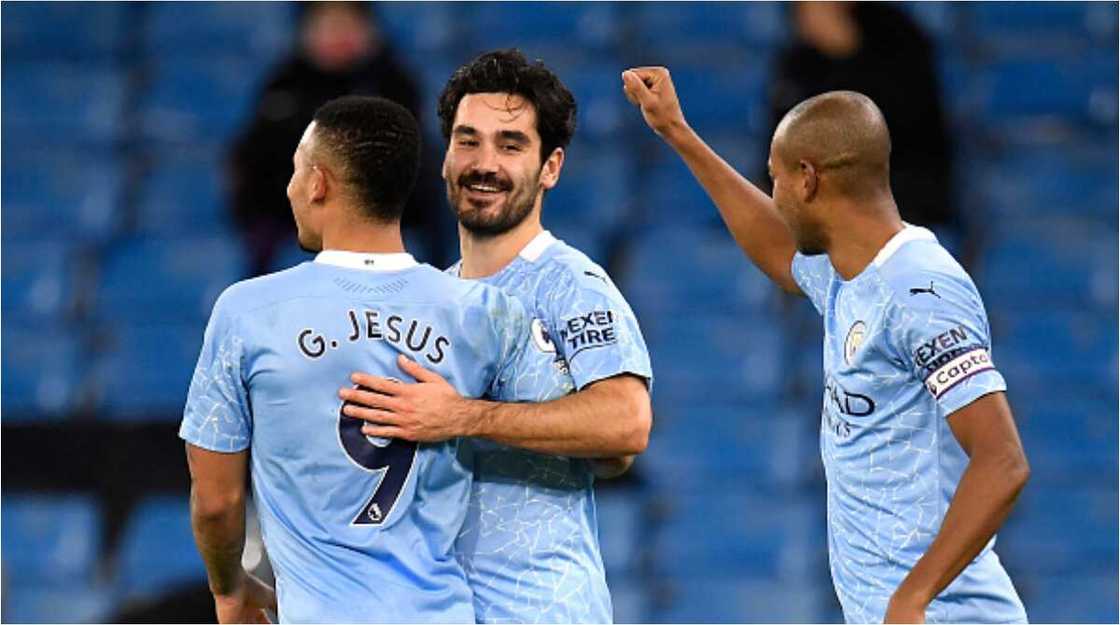See hilarious moment Man City star stopped teammates from hugging in goal celebration as he's called Covid officer (video) See hilarious moment Man City star stopped teammates from hugging in goal celebration as he's called Covid officer (video)