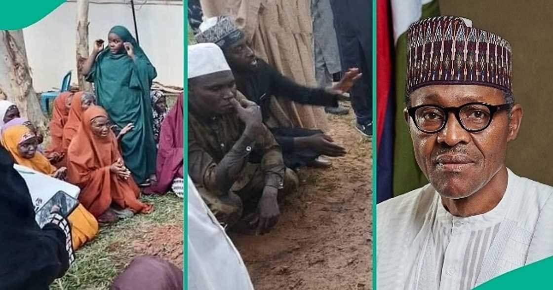 Man shares photos showing staff of former President Buhari praying at his graveside.