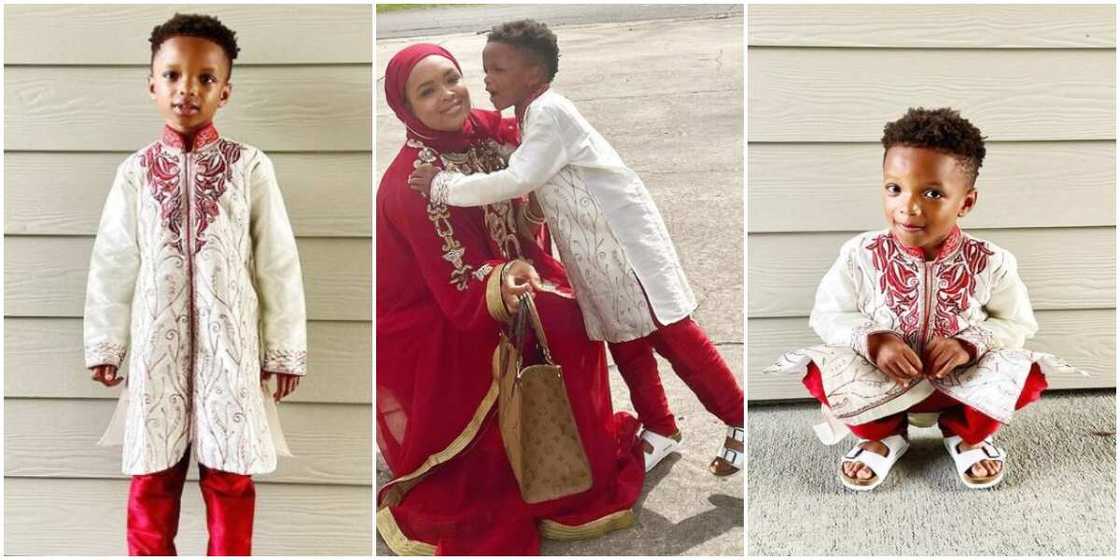 Young Alhaji: Wizkid’s Lookalike 2nd Son Shares Dashing Photos As He Dresses Up for Eid-el-Fitr