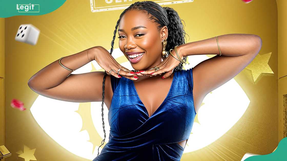 Ibifubara Davies in a deep blue velvet wrap dress