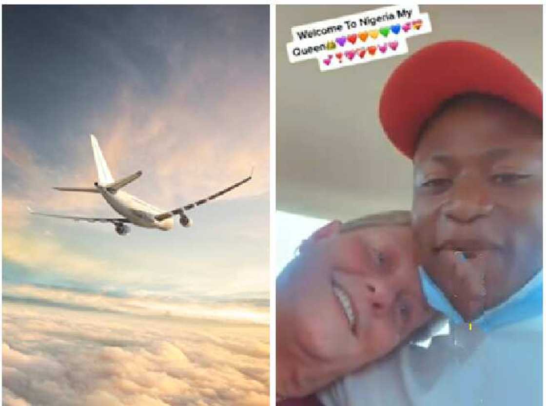 Nigerian man welcomes his Oyinbo lover as the go romantic in video Nigerian man welcomes his Oyinbo lover as the go romantic in video