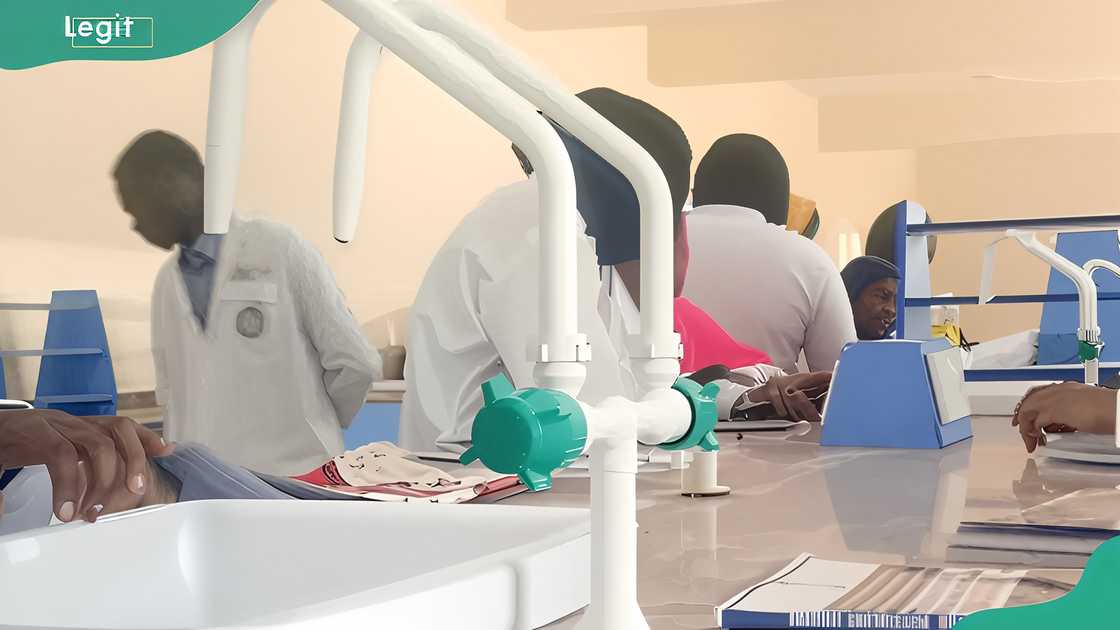 Students attend a practical session at a laboratory in FUHSA