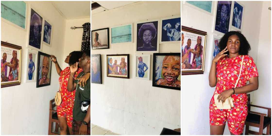 Nigerian Lady Opens Art Studio in the Country, Shows off Lovely Artworks as People Celebrate Her