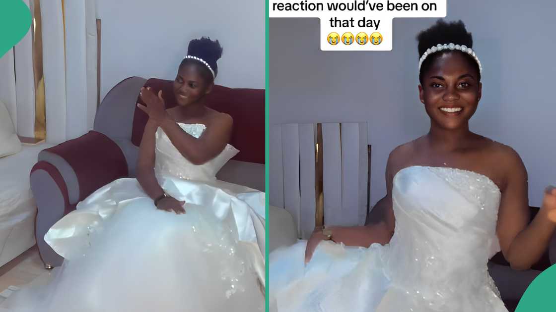 Video as lady wears her wedding dress two years after her marriage was cancelled