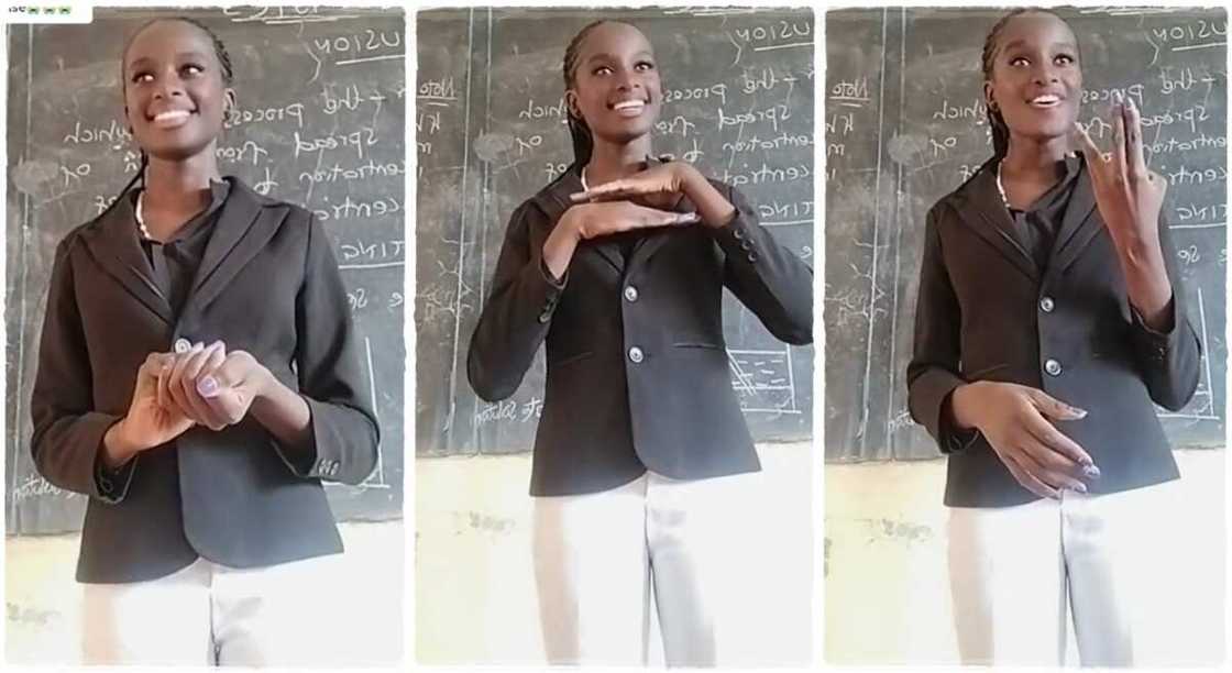 A school teacher teachers deaf students physics. A school teacher teachers deaf students physics.