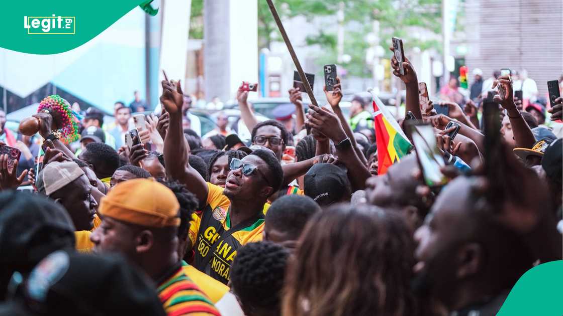 Ghanaian welcoming the Ghana Black Stars to their team hotel in Toronto ahead of their World Cup opener in Canada . Photo by GFA Ghanaian welcoming the Ghana Black Stars to their team hotel in Toronto ahead of their World Cup opener in Canada . Photo by GFA