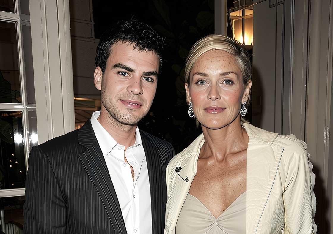 Sharon Stone (R) and Chase Dreyfous (L) arrive at Plan!t Now's gala benefit dinner at the Four Seasons Hotel Sharon Stone (R) and Chase Dreyfous (L) arrive at Plan!t Now's gala benefit dinner at the Four Seasons Hotel