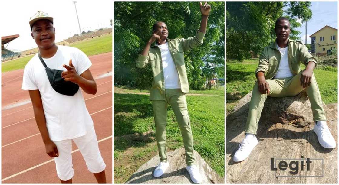 Joseph Udoh Ezekiel poses in his NYSC khaki; he worked as a laundry boy at the Lagos NYSC Orientation Camp before going back to school. Joseph Udoh Ezekiel poses in his NYSC khaki; he worked as a laundry boy at the Lagos NYSC Orientation Camp before going back to school.