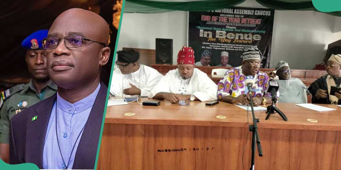 Benue State governor Hyacinth Alia called out by the state's APC lawmakers Benue State governor Hyacinth Alia called out by the state's APC lawmakers