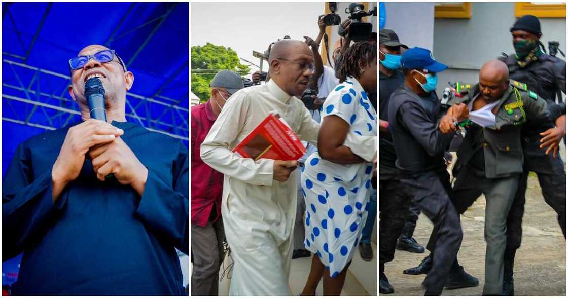 Peter Obi ya yi magana kan takaddamar DSS da NCoS kan Emefiele Peter Obi ya yi magana kan takaddamar DSS da NCoS kan Emefiele