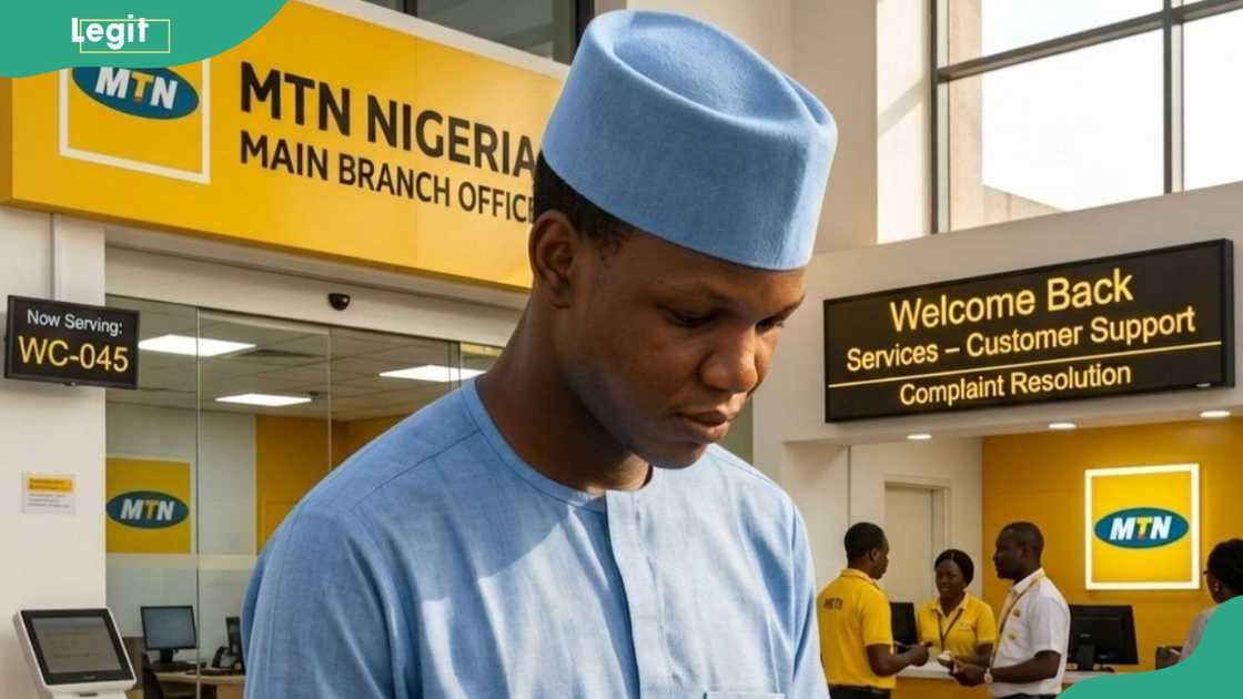 An MTN customer outside the MTN Nigeria main branch office