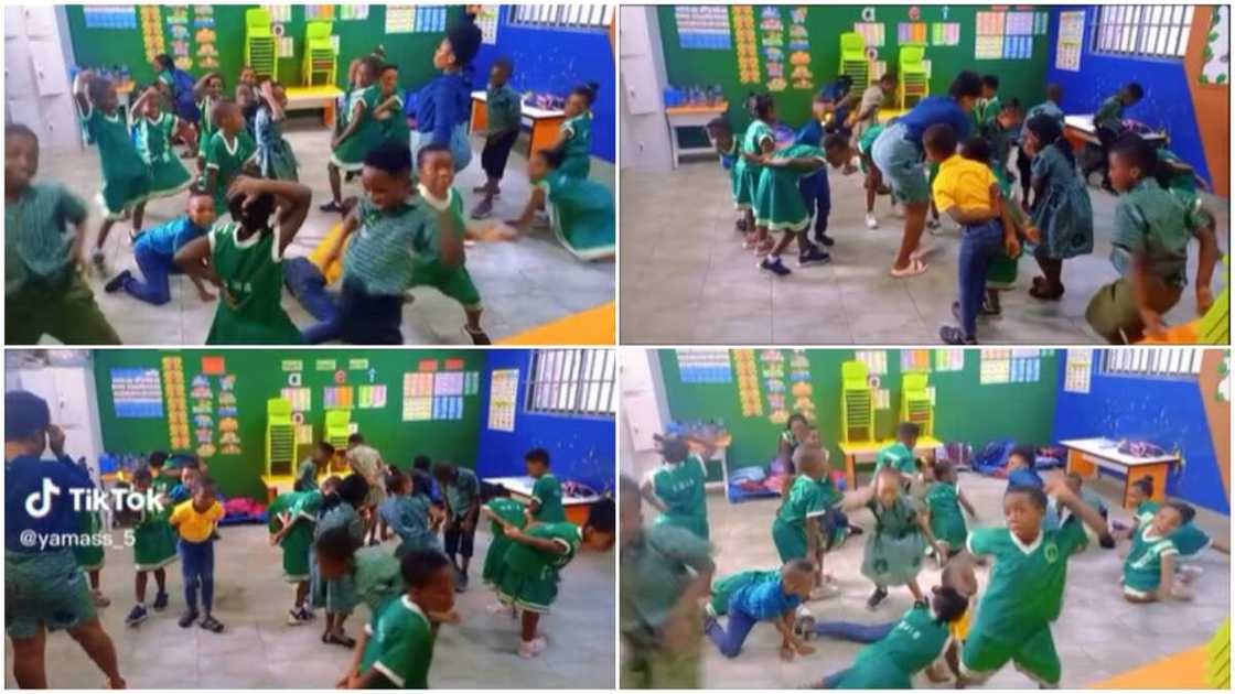 Students dance in class/teacher and kids. Students dance in class/teacher and kids.