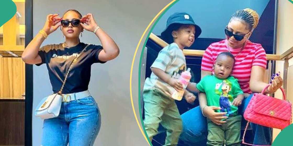 Actress Regina Daniels and her sons