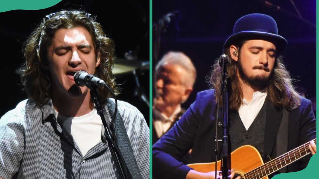 Deacon Frey performs at the Grand Ole Opry House (L), and on the Hotel California Tour at the Forum (R)