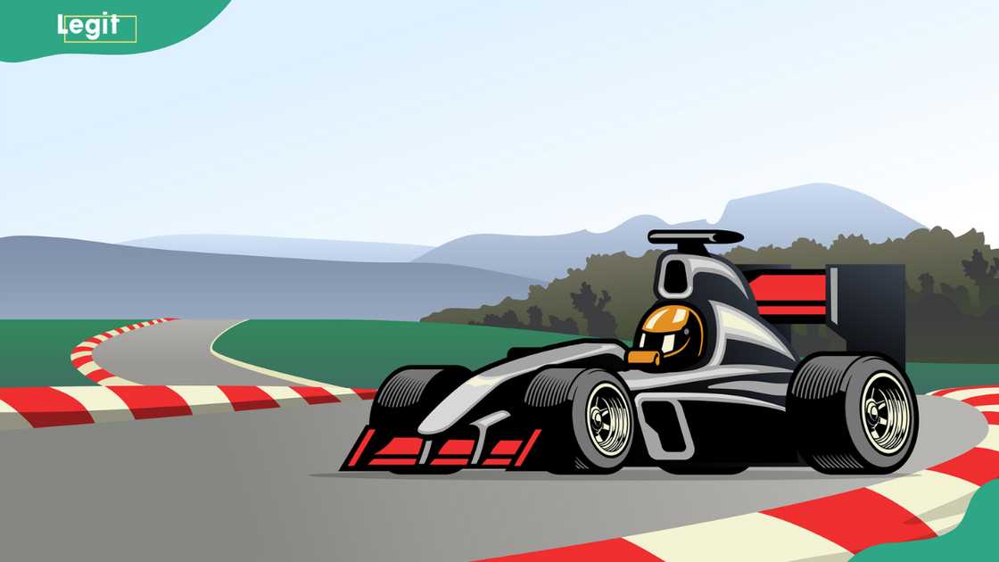 Racing formula car on the circuit track Racing formula car on the circuit track