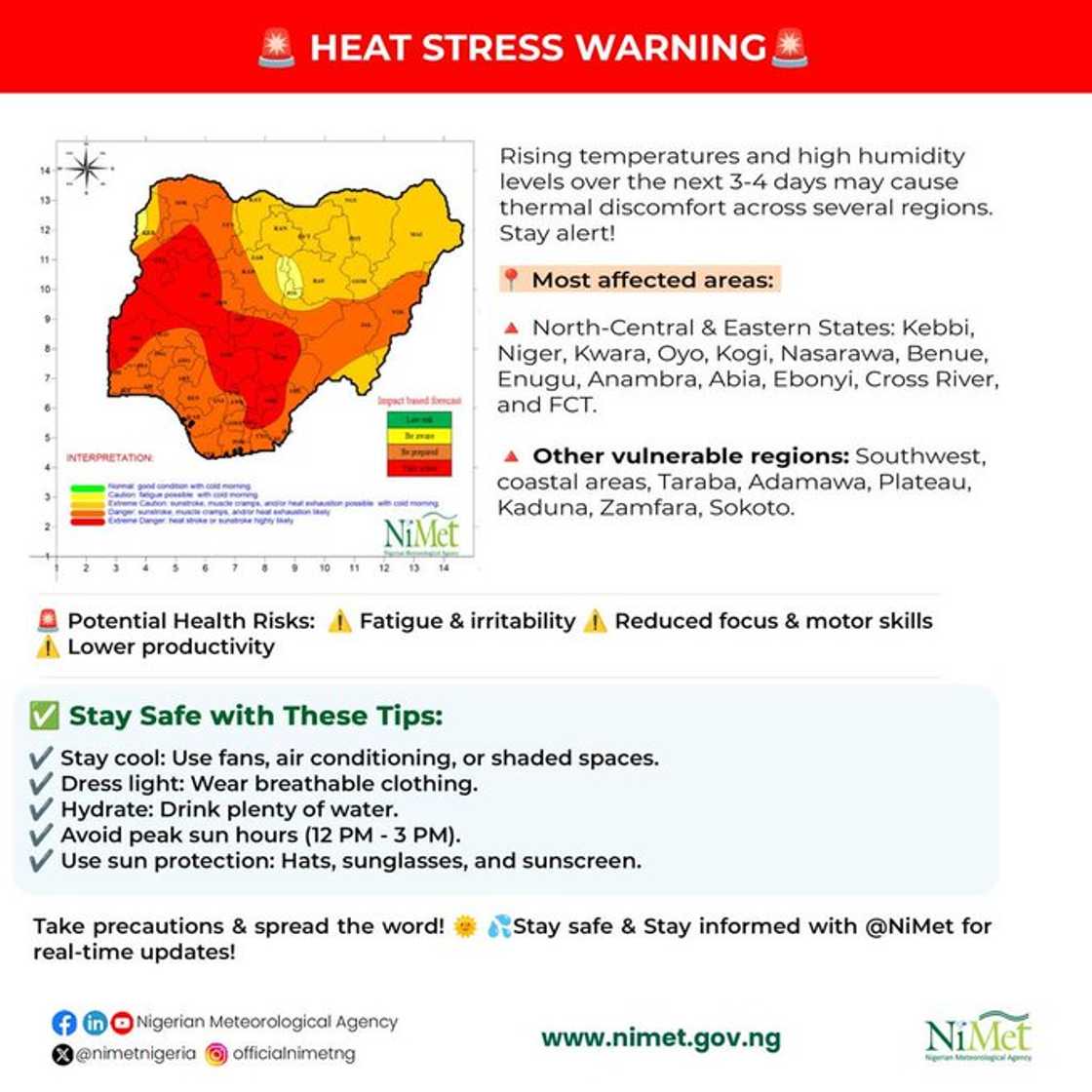 Safety tips for heat stress in Nigeria