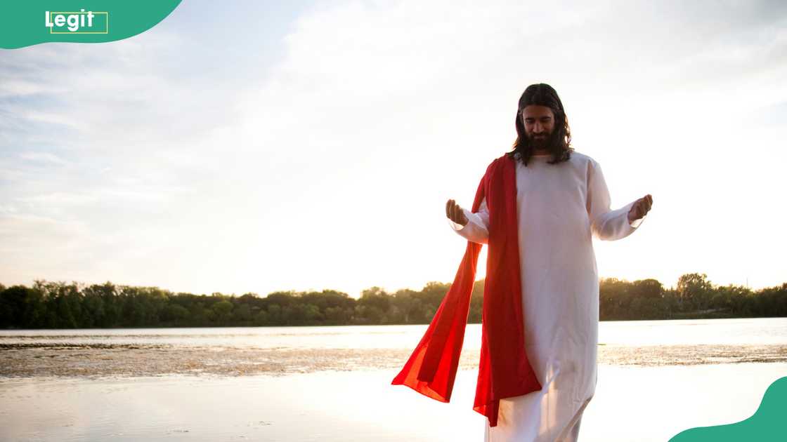 A young man dressed as Jesus