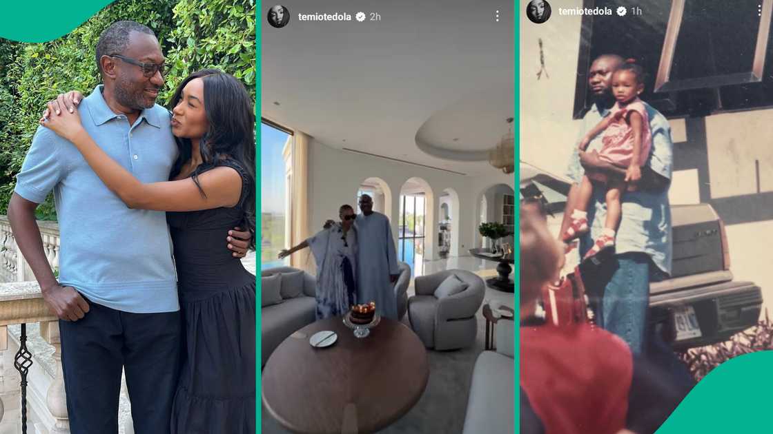 Femi Otedola hugs daughter, Temi.