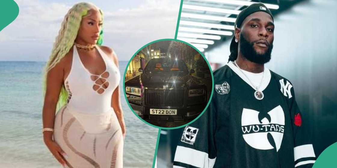 Singer Burna Boy with his ex Stefflon Don and her car Singer Burna Boy with his ex Stefflon Don and her car