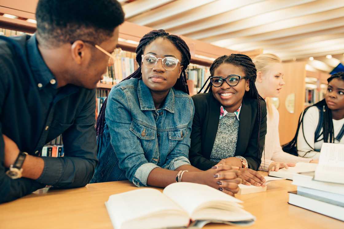 A group students participate in a discussion