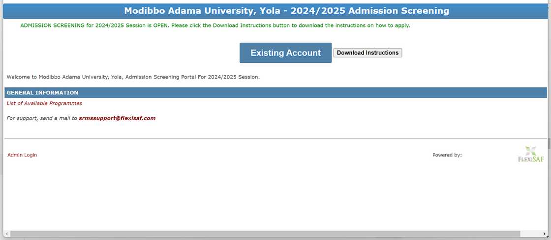 Modibbo Adama University admission screening portal Modibbo Adama University admission screening portal