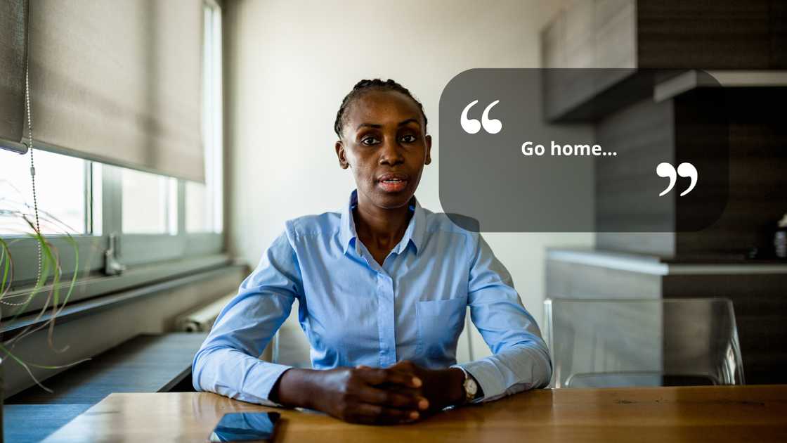 A serious officer giving a directive