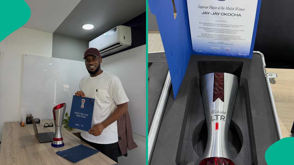 Jay-Jay Okocha with the Michelob ULTRA Superior Man of the Match award. Photo by Jay-Jay Okocha Jay-Jay Okocha with the Michelob ULTRA Superior Man of the Match award. Photo by Jay-Jay Okocha