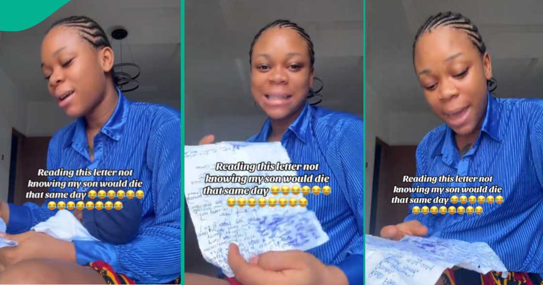 Lady reads out touching letter her sister sent to her as she loses baby same day he was born