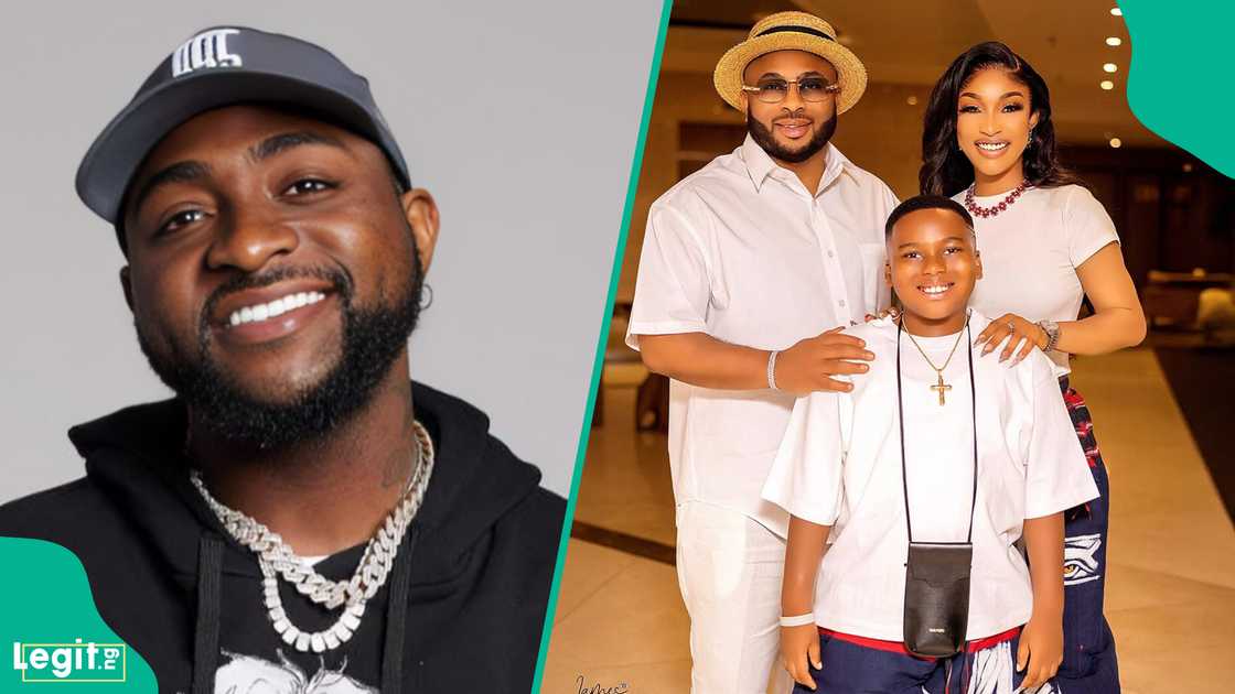 Davido reacts to Tonto Dikeh and Olakunle Churchill's family photo amid Imade's custody battle Davido reacts to Tonto Dikeh and Olakunle Churchill's family photo amid Imade's custody battle