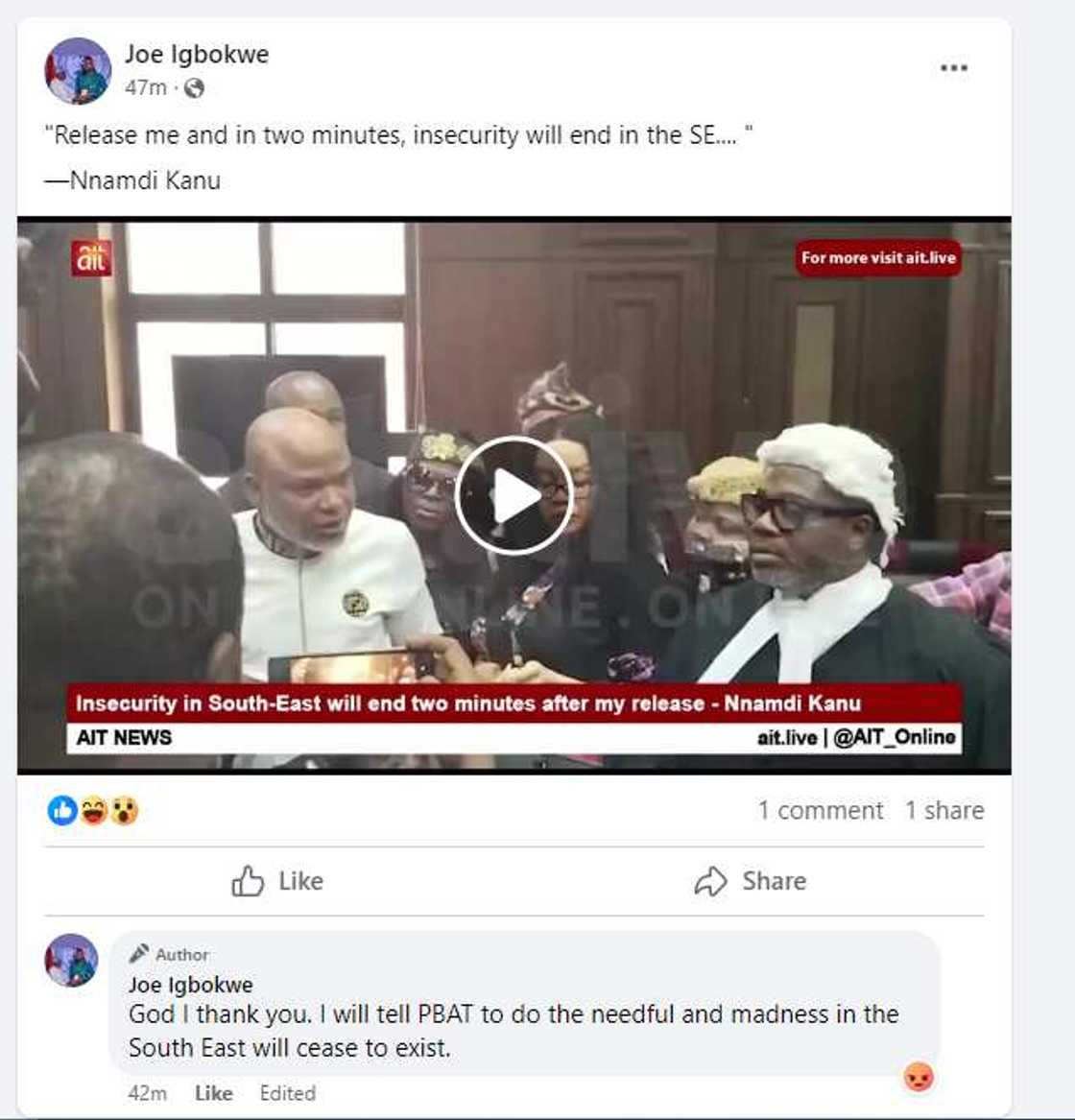Joe Igbokwe reacts to Nnamdi Kanu's latest comment on insecurity in southeast Joe Igbokwe reacts to Nnamdi Kanu's latest comment on insecurity in southeast