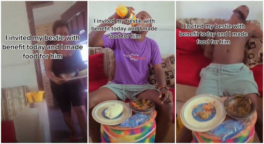 Photos of Cynthia Iwu serving food to her male bestie. Photos of Cynthia Iwu serving food to her male bestie.
