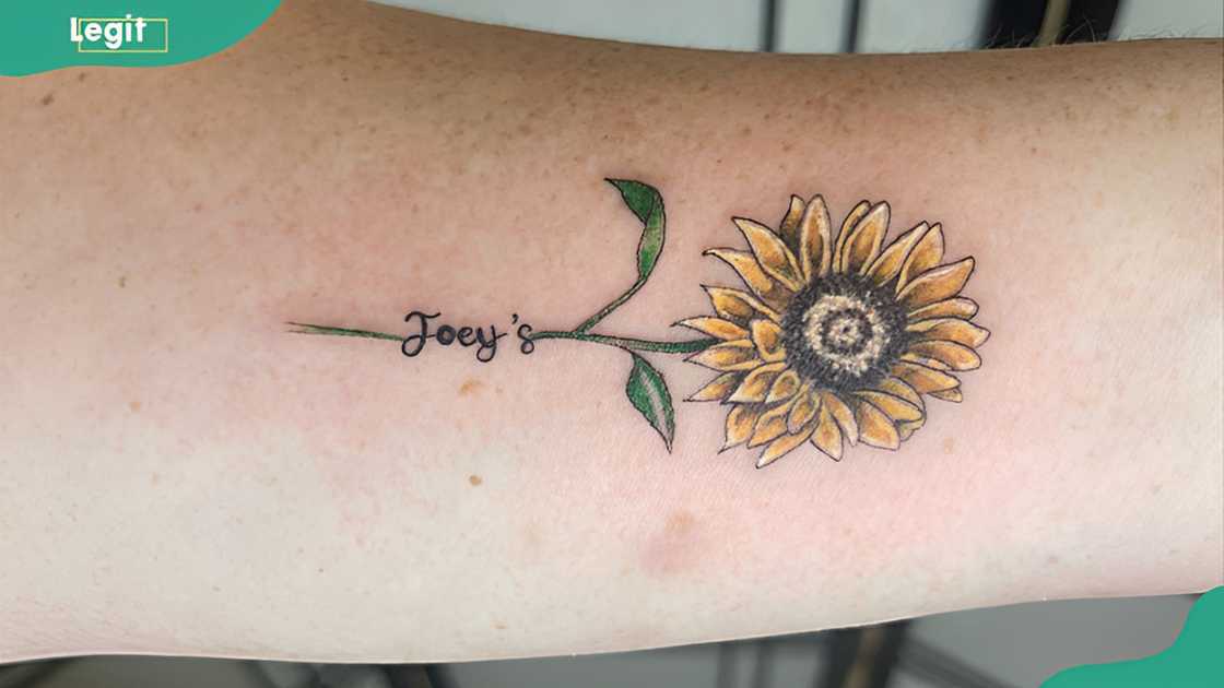 Sunflower name tattoo