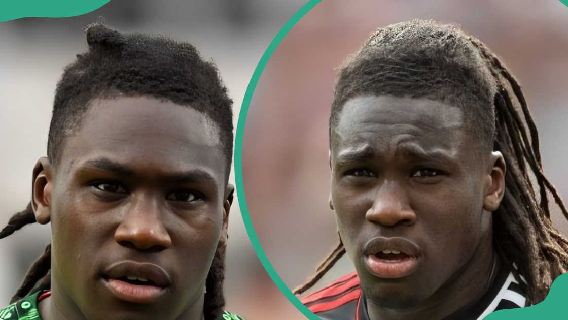 Calvin Bassey looks on during the match between Saudi Arabia and Nigeria (L). The player during the match between West Ham United and Fulham FC (R)