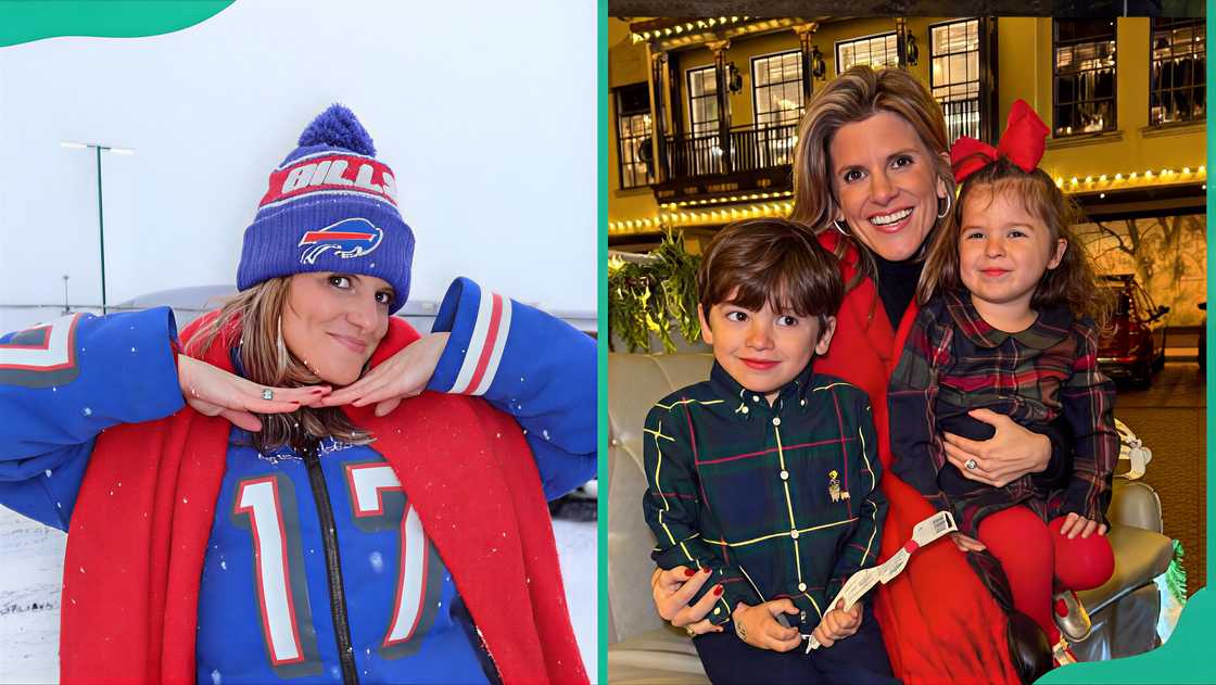 Brighton Butler posing during winter and with her kids outdoors