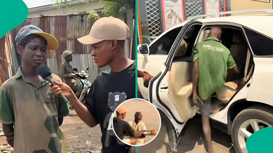 Young Nigerian boy selling waste to buy tools receives phone, cash, and Young Nigerian boy selling waste to buy tools receives phone, cash, and
