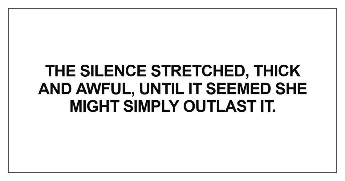 The silence stretched, thick and awful The silence stretched, thick and awful