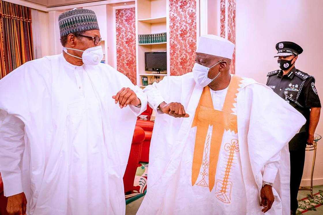 Police minister presents new IGP Baba to President Buhari Police minister presents new IGP Baba to President Buhari