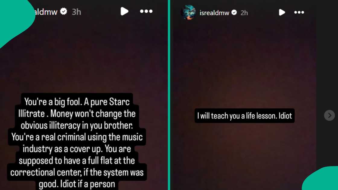 Isreal DMW blows hot at singer he accused of criminal activities. Isreal DMW blows hot at singer he accused of criminal activities.