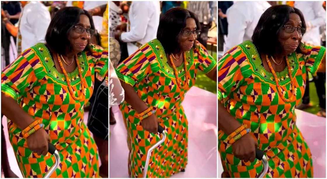 Photos of an old woman dancing in public. Photos of an old woman dancing in public.