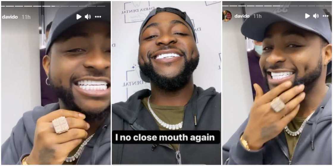 Davido gets teeth whitened.