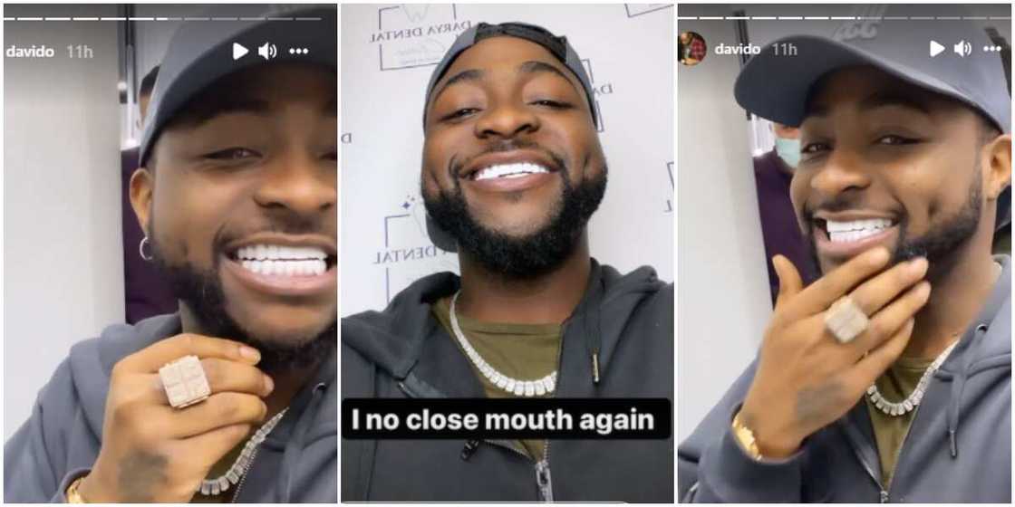 Davido gets teeth whitened. Davido gets teeth whitened.