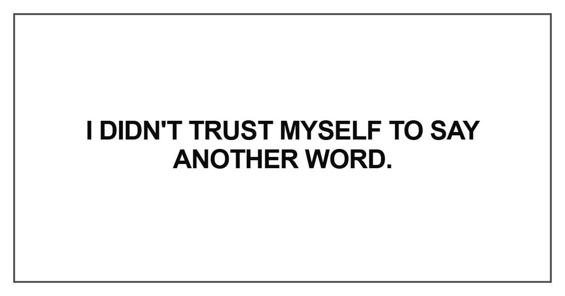 I didn't trust myself to say another word I didn't trust myself to say another word
