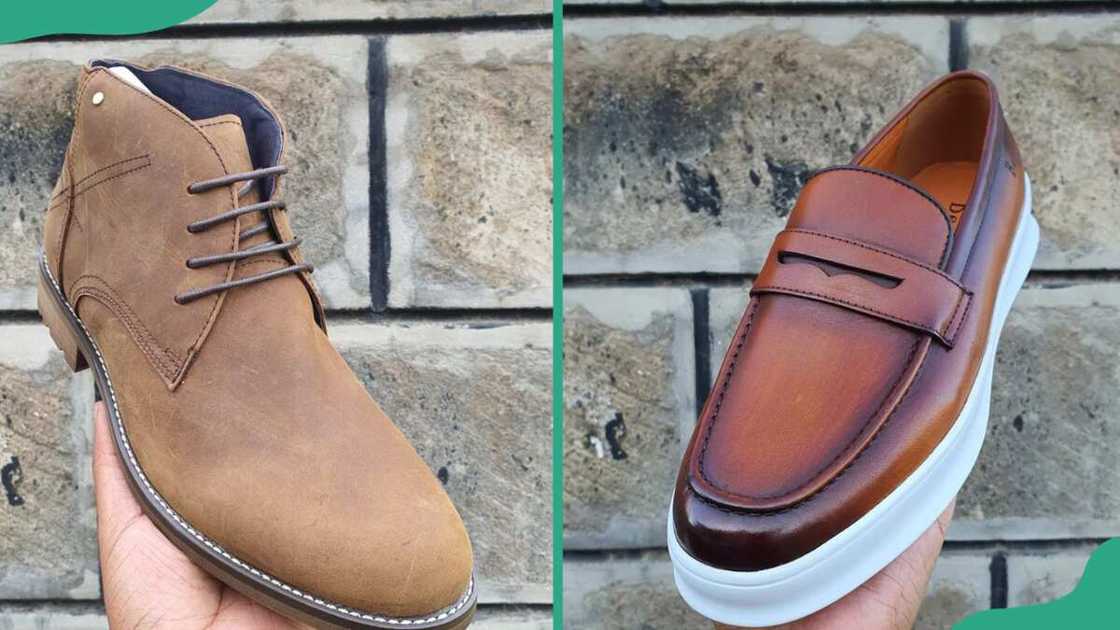 Brown boots and sneakers Brown boots and sneakers